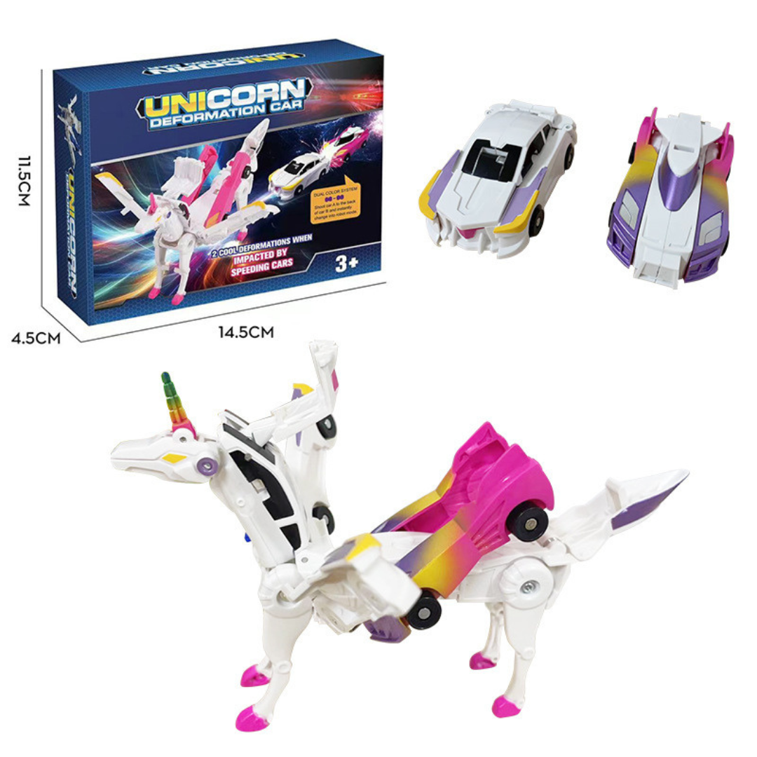 Magnetic unicorn transforming cars