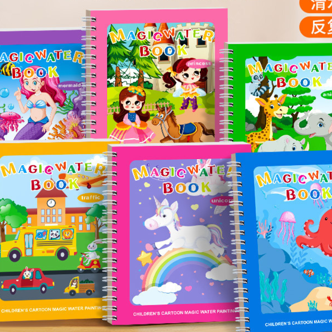 Magic Self Erasing Water Painting Book Set with Water Brush